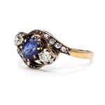 Ring with sapphire and diamonds 1st half of 20th century.
