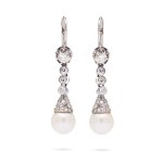 Earrings with pearls and diamonds 2nd half of 20th century.
