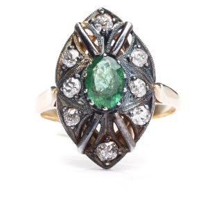 Ring with emerald 2nd half of 20th century.