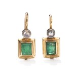 Earrings with emeralds and diamonds late 20th century.