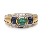 Ring with emerald and sapphires 2nd half of 20th century, Paris
