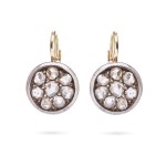 Diamond rosette earrings circa mid-20th century.