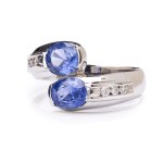 Ring with sapphires and diamonds early 21st century.