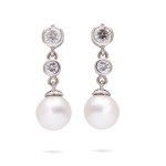 Earrings with pearls and diamonds early 21st century.