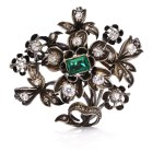 Brooch with diamonds and Moldavite 2nd half of 19th century, Paris
