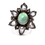 Ring with turquoise and diamonds circa mid-20th century.