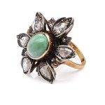 Ring with turquoise and diamonds circa mid-20th century.