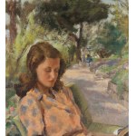 Eligio Finazzer Flori, Young woman reading in the park- Eligio Finazzer Flori