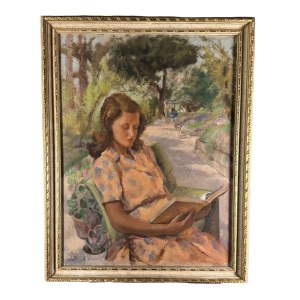 Eligio Finazzer Flori, Young woman reading in the park- Eligio Finazzer Flori