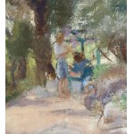 Eligio Finazzer Flori, Young woman reading in the park- Eligio Finazzer Flori