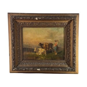 Filippo Palizzi (ATT), Peasant woman with a flock