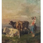 Filippo Palizzi (ATT), Peasant woman with a flock