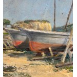 UNIDENTIFIED SIGNATURE, View of a seaside with boats on the shore