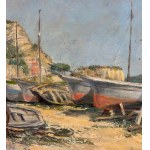 UNIDENTIFIED SIGNATURE, View of a seaside with boats on the shore