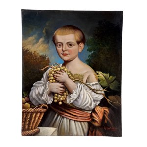 UNIDENTIFIED SIGNATURE, Portrait of a child with fruit