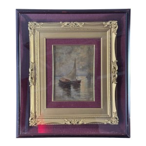 Oscar Ricciardi, Seascape with Boats - Oscar Ricciardi