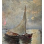 Oscar Ricciardi, Seascape with Boats - Oscar Ricciardi
