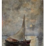 Oscar Ricciardi, Seascape with Boats - Oscar Ricciardi