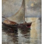 Oscar Ricciardi, Seascape with Boats - Oscar Ricciardi