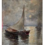 Oscar Ricciardi, Seascape with Boats - Oscar Ricciardi