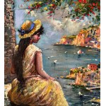 Marino Faliero, View of the Amalfi coast with a female figure - Marino Faliero