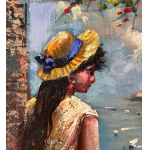 Marino Faliero, View of the Amalfi coast with a female figure - Marino Faliero