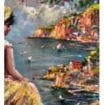 Marino Faliero, View of the Amalfi coast with a female figure - Marino Faliero