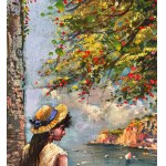 Marino Faliero, View of the Amalfi coast with a female figure - Marino Faliero