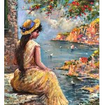 Marino Faliero, View of the Amalfi coast with a female figure - Marino Faliero