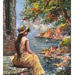 Marino Faliero, View of the Amalfi coast with a female figure - Marino Faliero