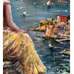 Marino Faliero, View of the Amalfi coast with a female figure - Marino Faliero