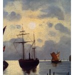 SCUOLA EUROPEA, Seascape with boats at sunset