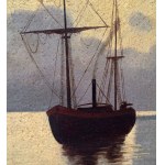 SCUOLA EUROPEA, Seascape with boats at sunset