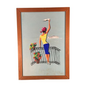 Filippo Romoli, Woman on a balcony overlooking the sea - Filippo Romoli