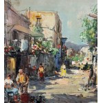 NICOLA CANZANELLA, Suburban street with figures - NICOLA CANZANELLA