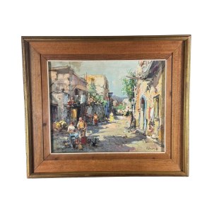 NICOLA CANZANELLA, Suburban street with figures - NICOLA CANZANELLA