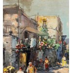 NICOLA CANZANELLA, Suburban street with figures - NICOLA CANZANELLA