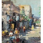 NICOLA CANZANELLA, Suburban street with figures - NICOLA CANZANELLA