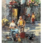 NICOLA CANZANELLA, Suburban street with figures - NICOLA CANZANELLA