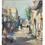 NICOLA CANZANELLA, Suburban street with figures - NICOLA CANZANELLA