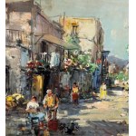 NICOLA CANZANELLA, Suburban street with figures - NICOLA CANZANELLA