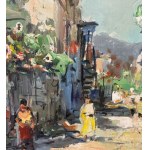 NICOLA CANZANELLA, Suburban street with figures - NICOLA CANZANELLA