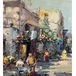 NICOLA CANZANELLA, Suburban street with figures - NICOLA CANZANELLA
