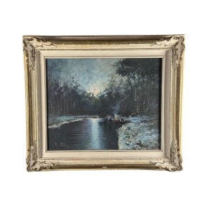 SCUOLA ITALIANA, Landscape with river and figures