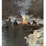 SCUOLA ITALIANA, Landscape with river and figures