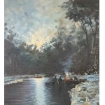 SCUOLA ITALIANA, Landscape with river and figures