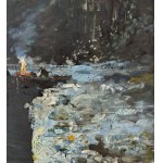 SCUOLA ITALIANA, Landscape with river and figures