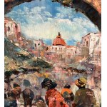 ANONIMO, Neapolitan Street with Market and Figures