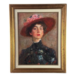 SCUOLA ITALIANA, Portrait of a woman with a hat