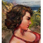UNIDENTIFIED SIGNATURE, Portrait of a woman on a seashore